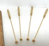Set of 4 Brass Kraftware Swizzle Sticks