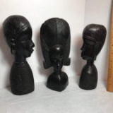 Lot of 3 Ornately Carved Tribal Statues