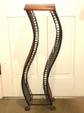 Curvy Metal, Wicker & Wooden DVD Stand