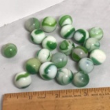 Lot of Green & White Vintage Marbles