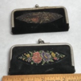 Pair of Vintage Manicure Sets in Velvet Cases with Petit Point Design
