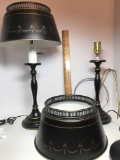 Pair of Vintage Metal Tole Painted Lamps