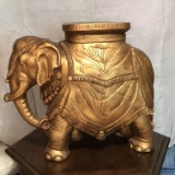 Awesome 1967 Large Gilt Elephant Plant Stand by Universal Statuary