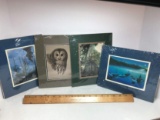 Lot of 4 Sealed & Matted Wild Life Prints On Foam Backs