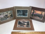 Lot of 4 Sealed & Matted Wild Life Prints On Foam Backs