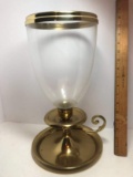 Large Brass & Glass Candle Holder
