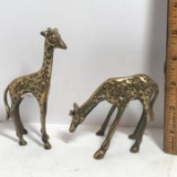 Pair of Vintage Solid Brass Giraffe Figurines