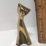 Solid Brass Cat Figurine