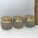 Lot of 3 Empty Este’ Ladder Glass Jars with Brass Lids