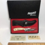 Schrade Scrimshaw Skinning Knife with Sheath & Box