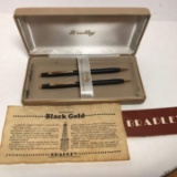 Bradley Black Gold Pen & Mechanical Pencil Set in Box with Pamphlets