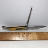Pocket Knife with Yellow Grip - Made in USA