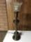 Vintage Brass Finish Tall Lamp with Glass Shade