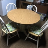 Pedestal Table with White Base & 4 Windsor Chairs