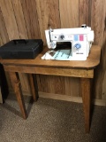 Necchi Sewing Machine, Table & Accessories