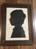 Vintage Child’s Silhouette in Rustic 20” x 15” Wooden Frame