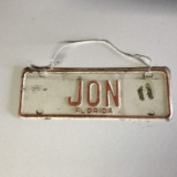 Vintage Metal “Jon” Florida License Plate for Bike