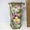Vintage Double Handled Nippon Vase with Rose Design