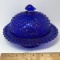 Beautiful Cobalt Glass Hobnail Butterdish