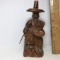 Vintage Wooden Hand Carved Man with Long Smoking Pipe