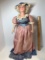 24” Tall Antique French Boudoir Composition Doll with Original American Flag Gown