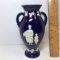 Vintage Cobalt & White Double Handled Vase - Made in Japan