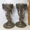 Pair of Vintage Tin Candle Holders with Ornate Grape Vine Design