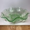 Vintage Footed Vaseline Bowl with Ruffled Edge