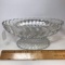 Heavy Clear Glass Oval Pedestal Bowl with Swirl Design