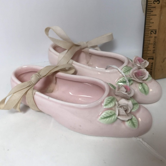 1984 Pair of Porcelain Ballet Slippers by Roman, Inc.