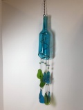 Pretty Blue Glass Bottle Wind Chimes
