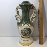 Vintage Porcelain Lamp Base with Victorian Scene