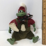 “Blade” Ice Skating Frog Figurine with Plush Body