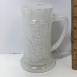 White Iridescent Vintage Fire King Stein