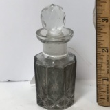 Vintage Etched Smoky Glass Perfume Bottle