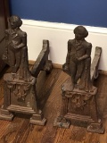 Awesome Pair of Cast Iron Victorian Andirons
