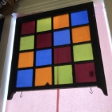 Antique Stained Glass Window with Hooks to Hang Your Personalized Sign
