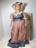 24” Tall Antique French Boudoir Composition Doll with Original American Flag Gown