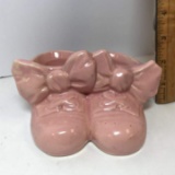 Precious Vintage McCoy Pottery Pink Baby Shoes Planter