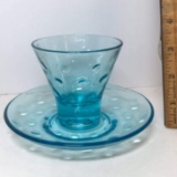 Pretty Blue Glass & Saucer