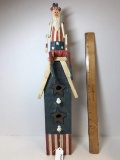 Uncle Sam Patriotic Tall Wooden Birdhouse