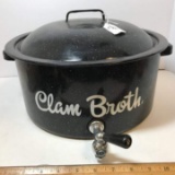 Graniteware “Clam Broth” Lidded Pot with Spigot