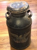 Large Metal Milk Can with Eagle