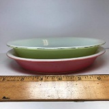 Vintage Green & Rose Colored Pie Plates by Pyrex