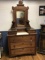 Antique Wooden Eastlake Dresser with Mirror & Marble Insert