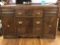 Vintage Art Deco Buffet with 3 Drawers & Side Cabinets