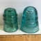 Pair of Vintage Green Glass Insulators