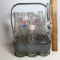 Vintage Metal Pepsi Bottle Holder with 6 Vintage Pepsi Bottles