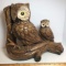 Large Vintage Chalk-ware Owls On Lot Statue