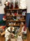 Large Lot of Christmas Decorations with Wooden Bookcase